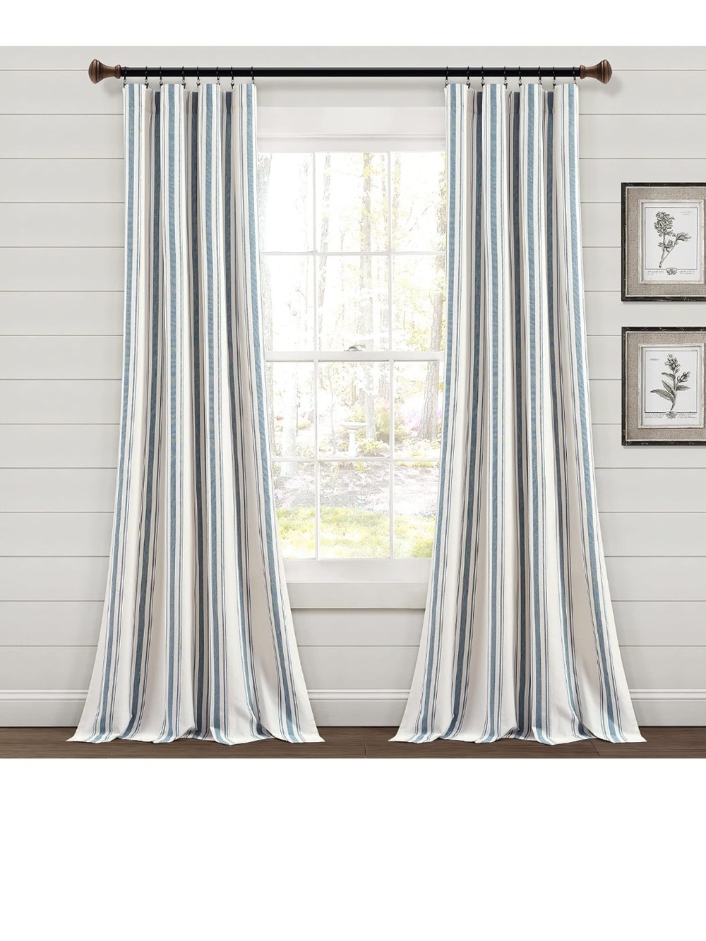 Lush Decor Farmhouse Stripe Yarn Dyed Cotton Window Curtain Panel Pair, 42" x 84